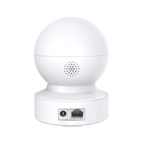 White spherical device with a base and connectivity ports on a white background