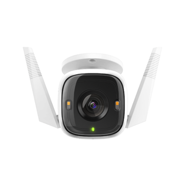 White security camera with antennas on a white background