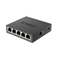 D-Link network switch with five Ethernet ports on a white background