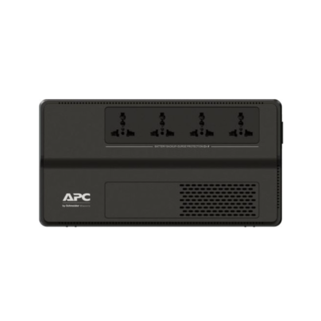 Black APC uninterruptible Power Supply on a white background