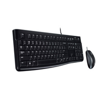 Black keyboard and mouse set on a white background