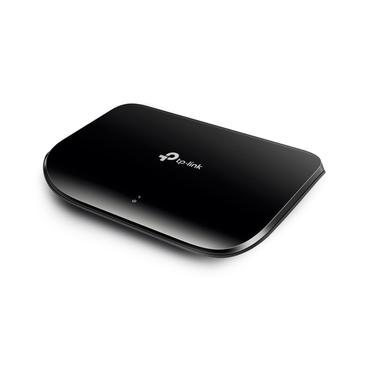 Black TP-Link router on a white background