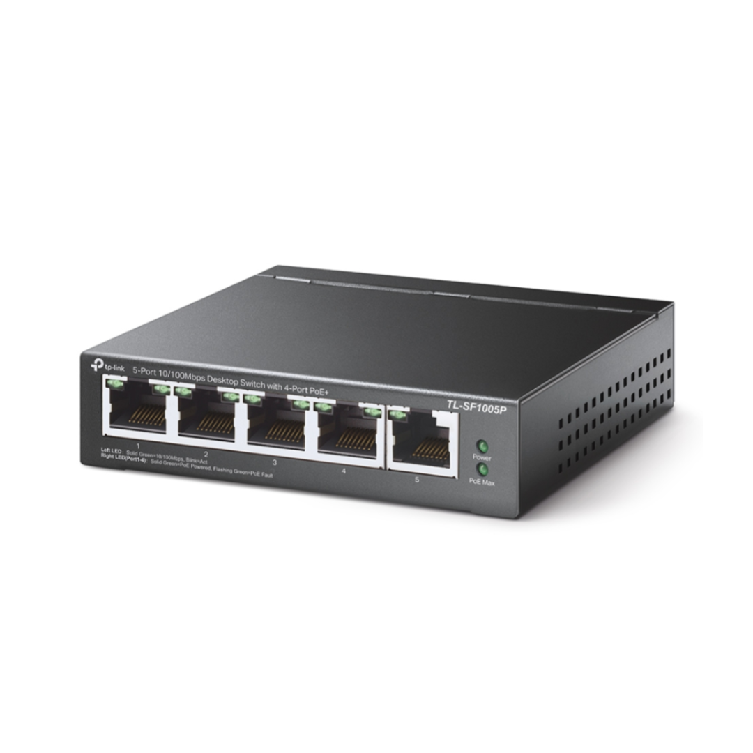 Network switch with multiple Ethernet ports on a white background