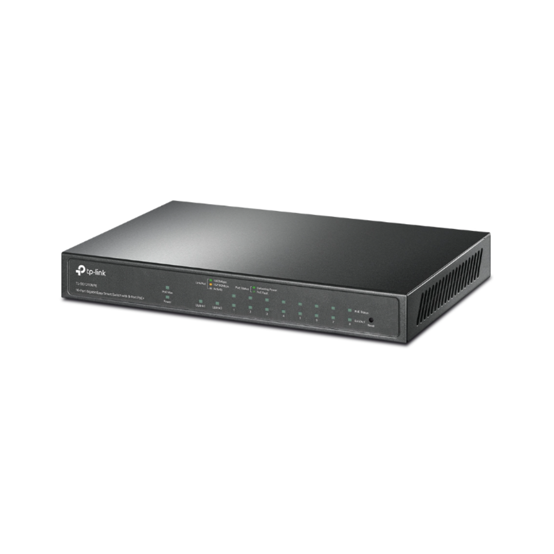 Black network switch on a white background