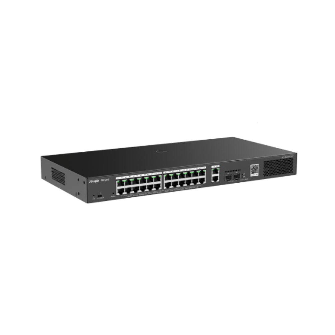Network switch with multiple ports on a white background