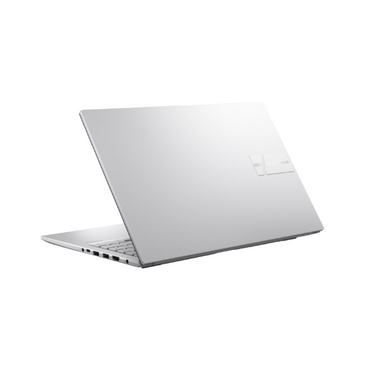 Silver laptop on a white background