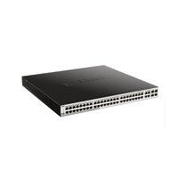 Black network switch with multiple ports on a white background