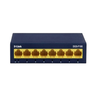 D-Link network switch with eight ports on a white background