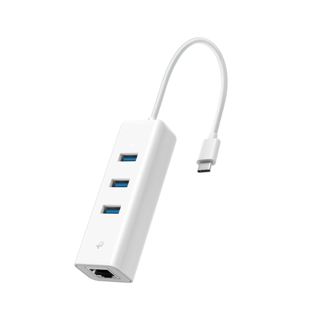 White USB hub with multiple ports on a white background