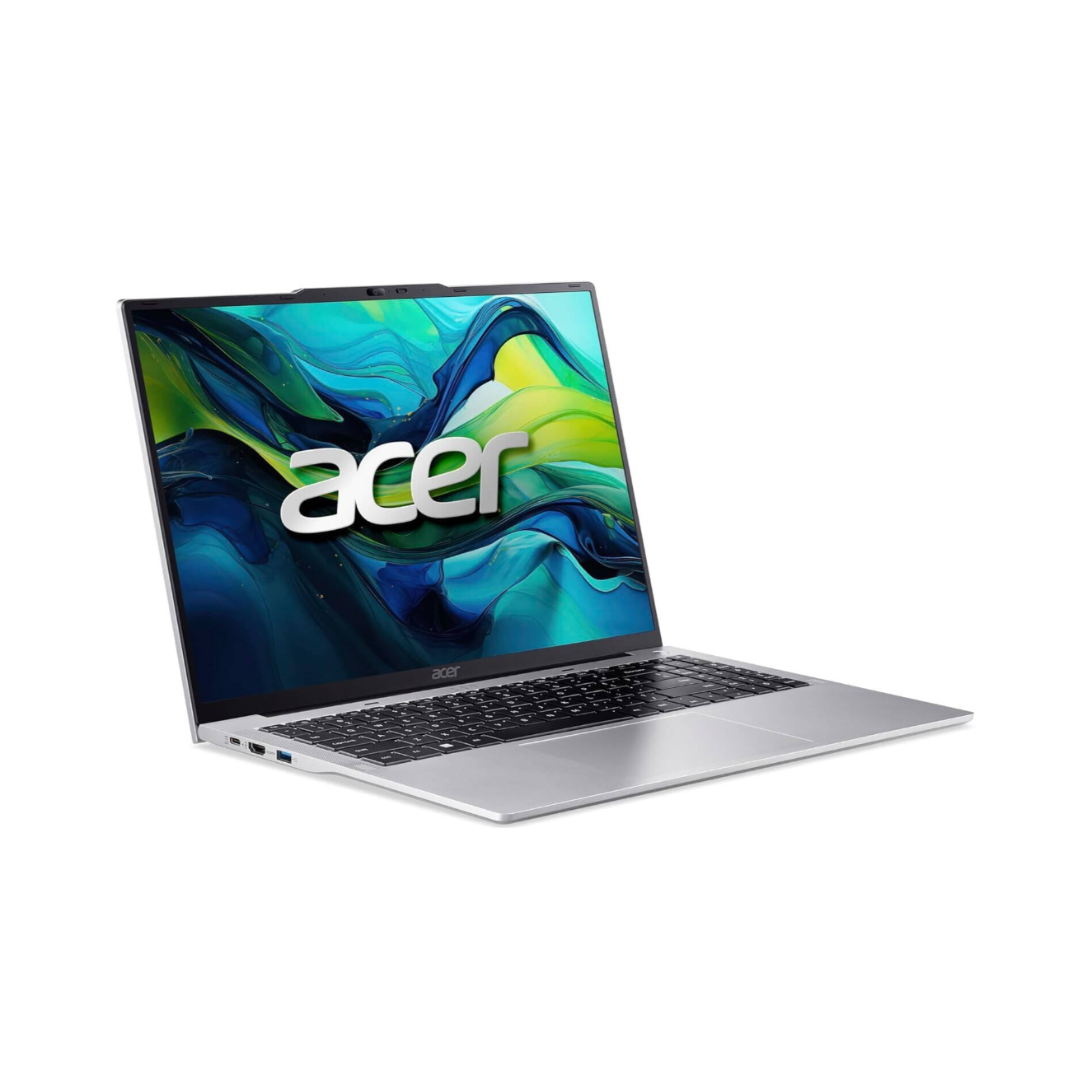 Acer laptop with colorful display on a white background