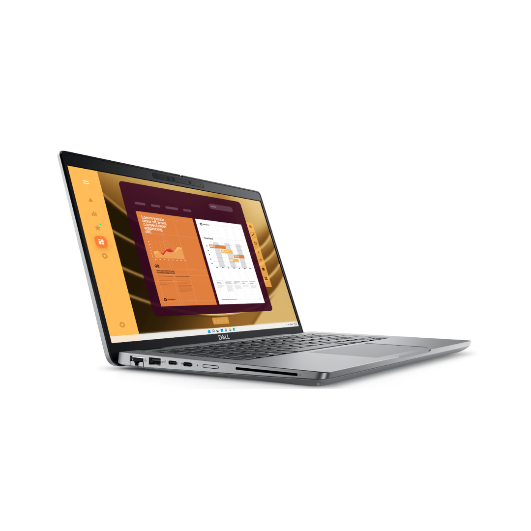 Laptop with a colorful display on a white background