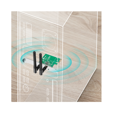 Electronic components on a wooden surface with a transparent overlay showing circuitry.