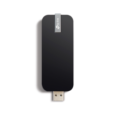 Black USB device with TP-Link logo on a white background