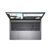 Laptop with open screen displaying multiple applications on a white background