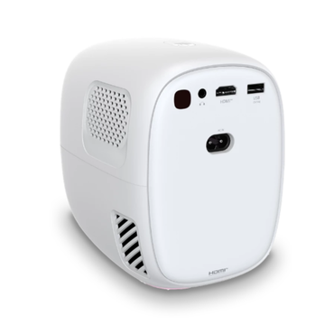 White electronic device with ports on a white background