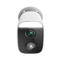 Smart camera with white and black design on a white background