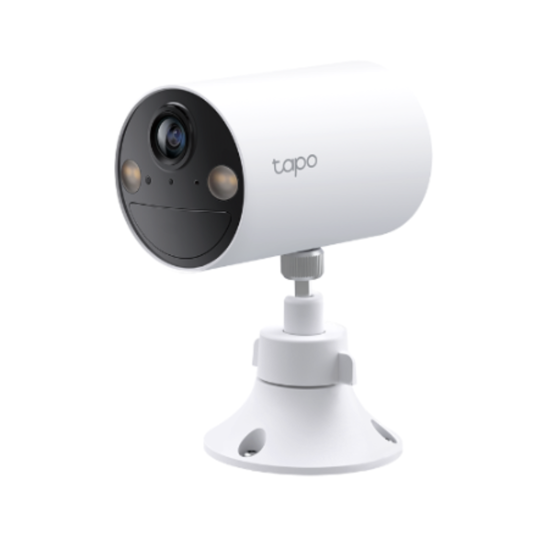 White TP-Link Tapo security camera on a white background
