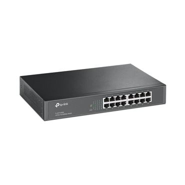 TP-Link network switch with 10 Ethernet ports on a white background