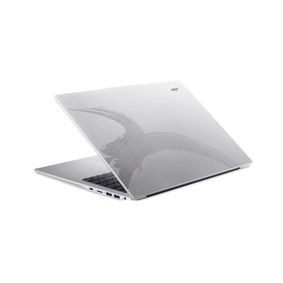 Silver laptop on a white background