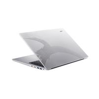 Silver laptop on a white background