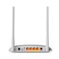 Wireless router with antennas on a white background