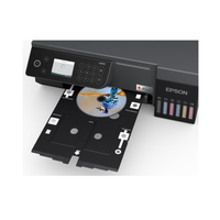 Epson printer with a CD in the tray on a white background