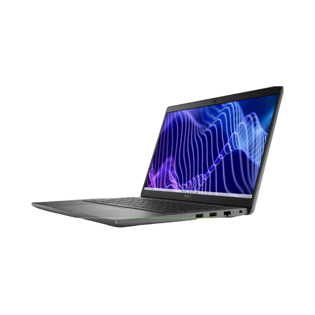 Laptop with a colorful display on a white background