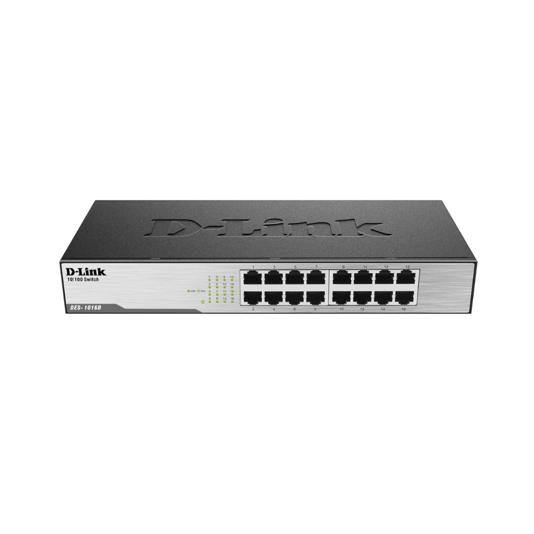 D-Link network switch with 14 ports on a white background