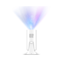 White device emitting colorful light on a white background