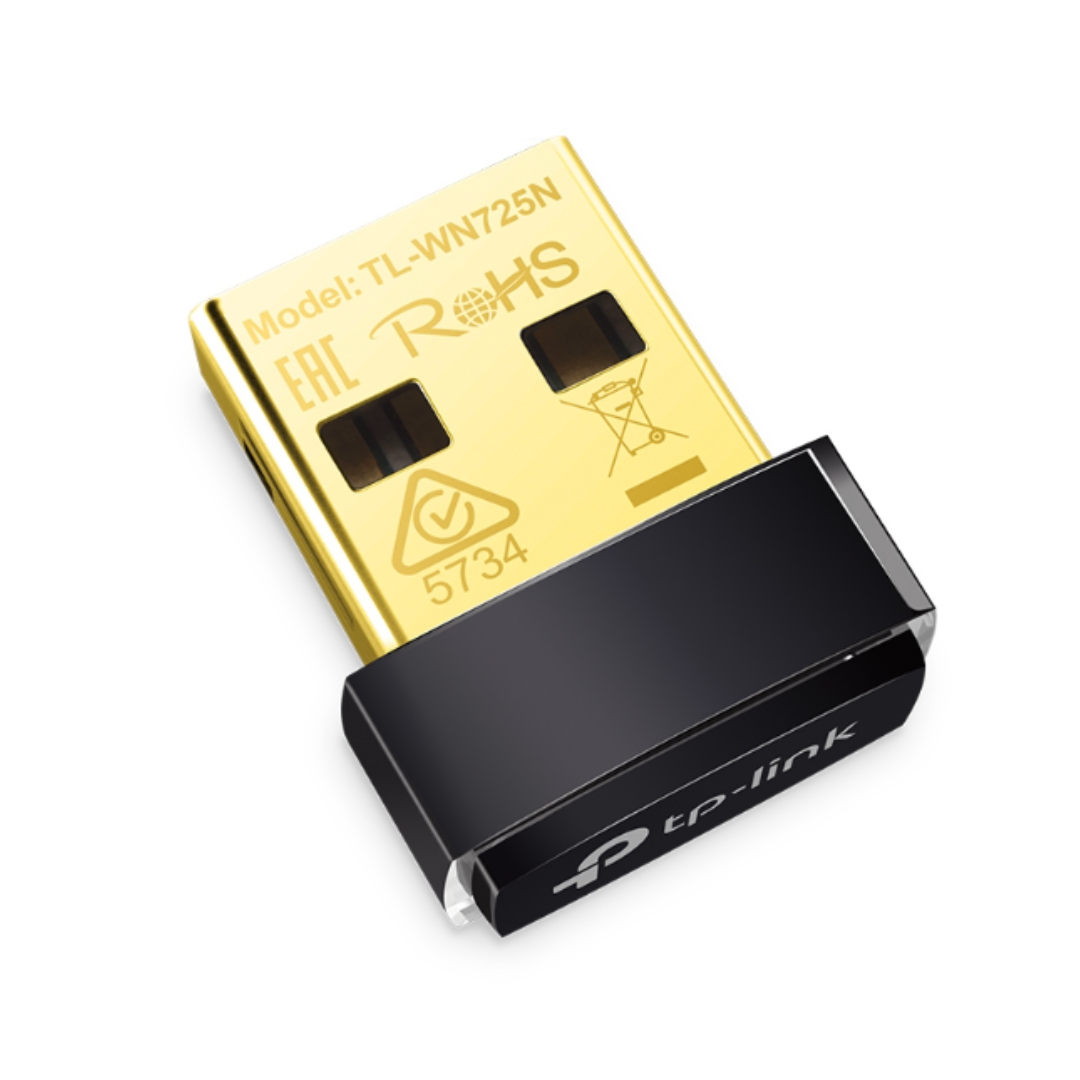 TP-Link USB wireless adapter with gold and black design on a white background