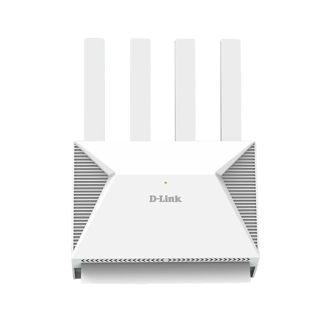 D-Link Wi-Fi router with four antennas on a white background