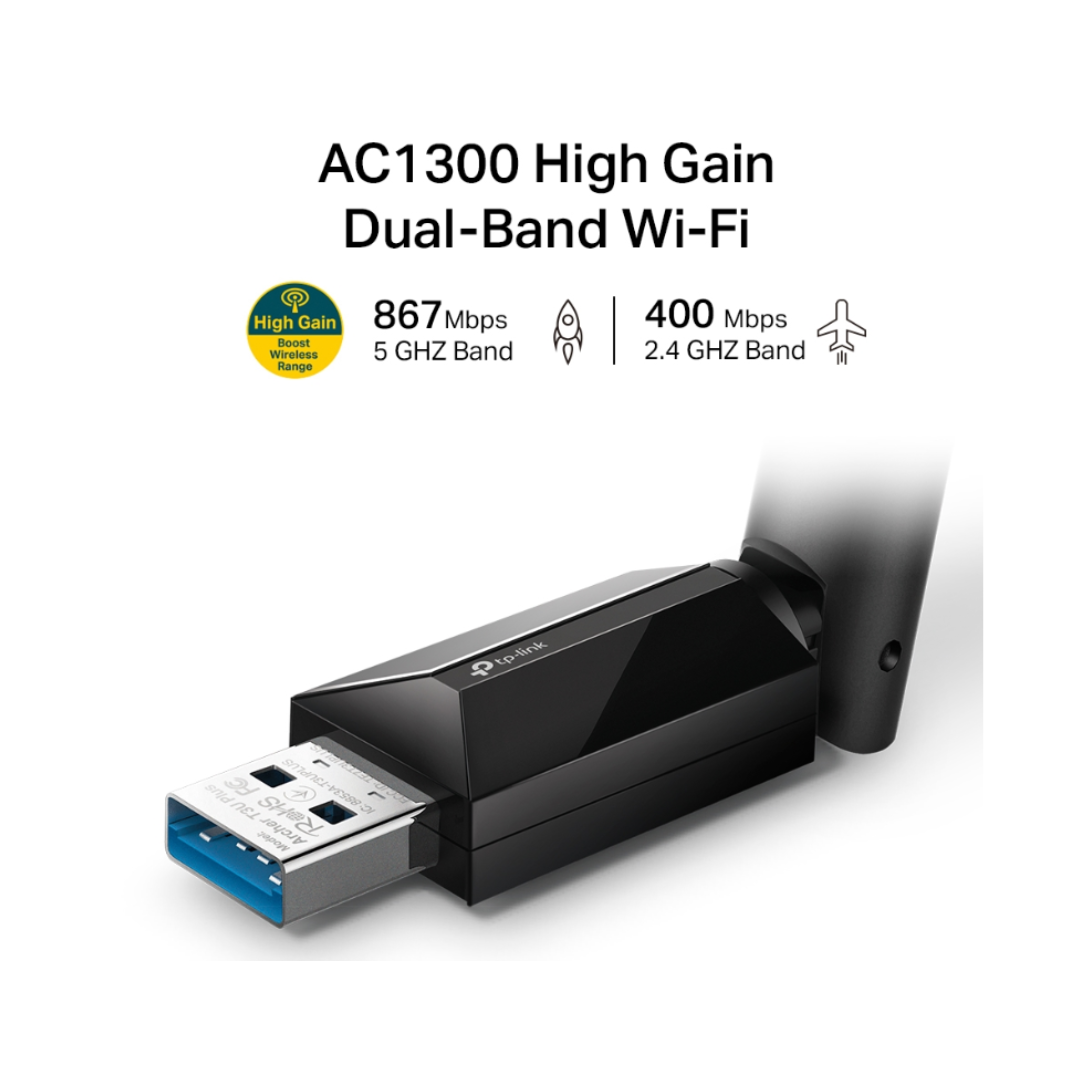 Tp-Link AC1300 High Gain Wireless Dual Band USB Adapter Archer T3U Plus