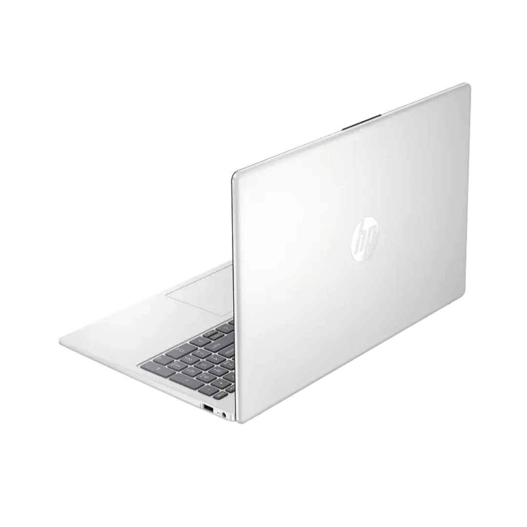 Silver laptop on a white background