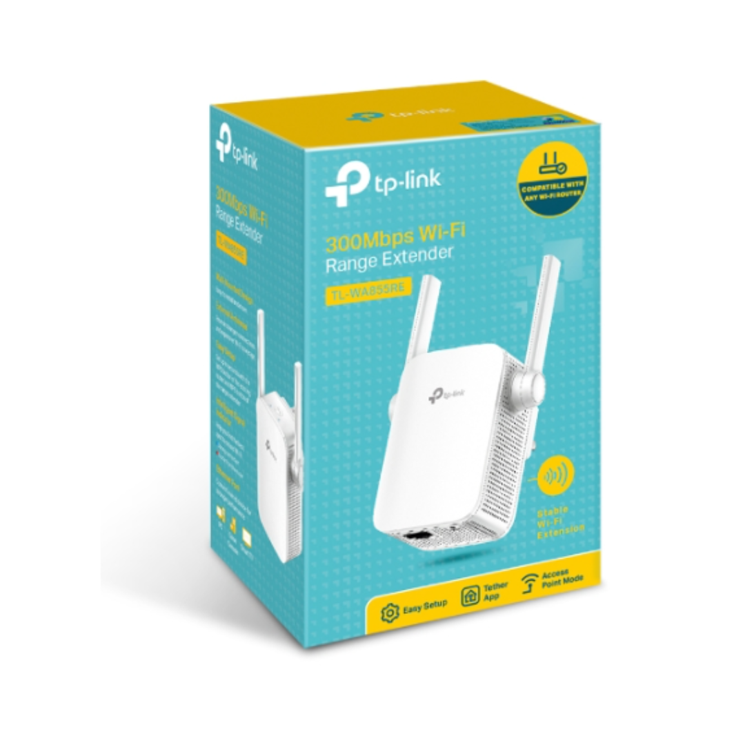 TP-Link Wi-Fi range extender packaging on a white background