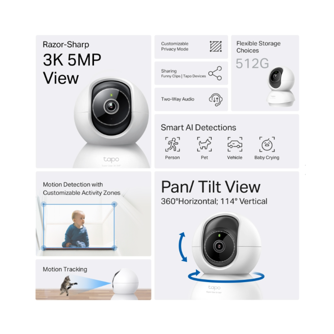 Gopro security camera with features listed on a white background