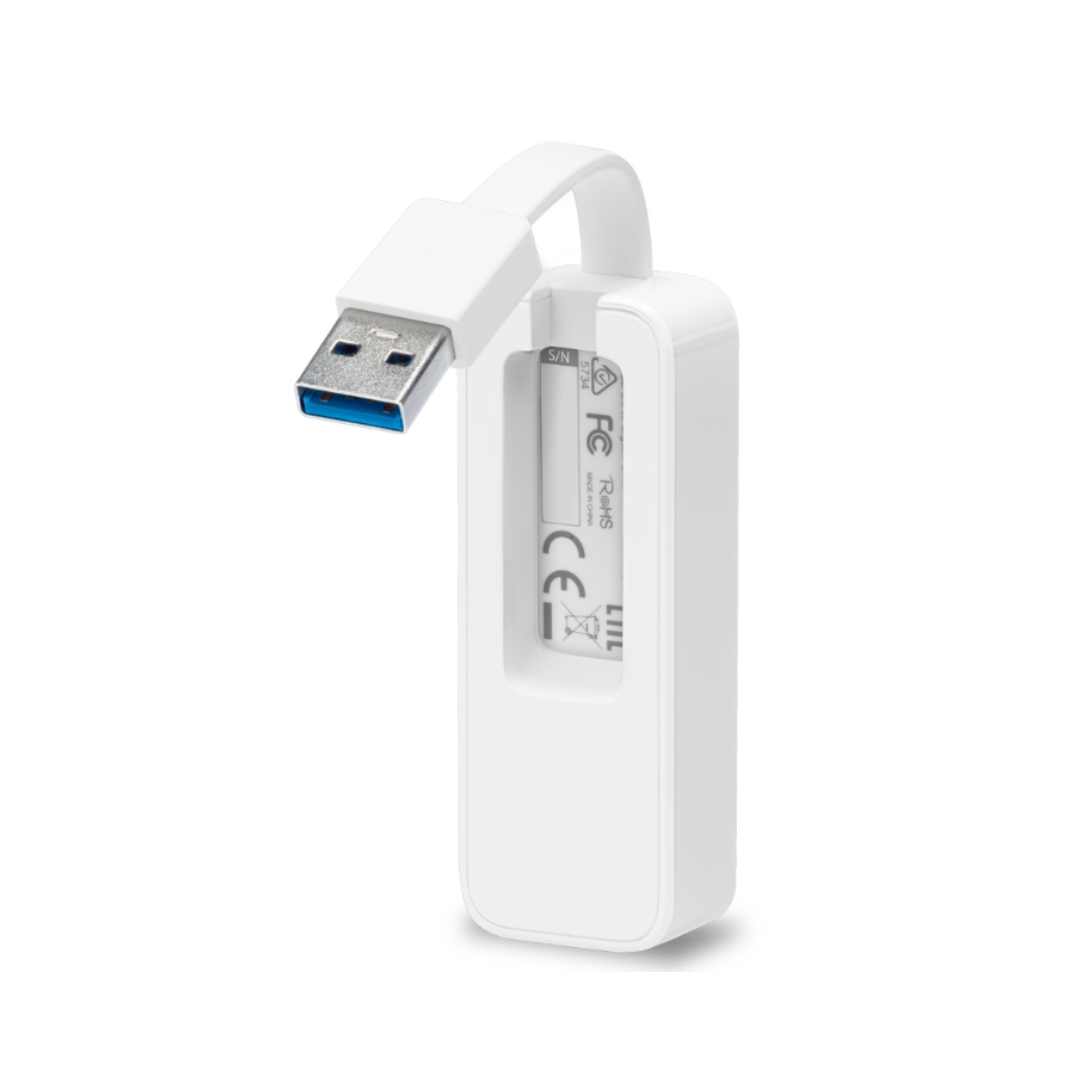 White USB adapter with blue connector on a white background