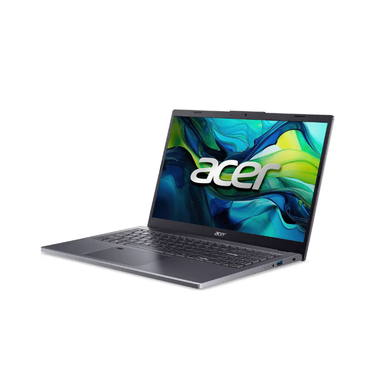 Acer laptop with colorful display on a white background