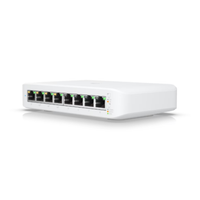 White network switch with multiple ports on a white background