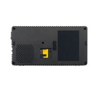 Black electronic device with a yellow connector on a white background