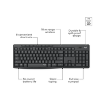 Black keyboard with feature labels on a white background