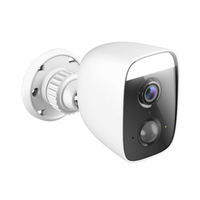 White security camera with a black lens on a white background