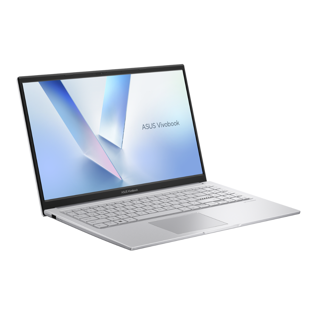 Open laptop displaying ASUS VivoBook logo on a white background