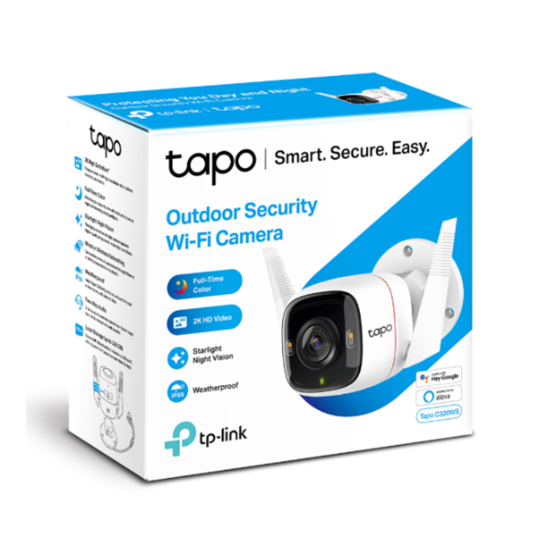 TP-Link Tapo outdoor security Wi-Fi camera packaging on a white background