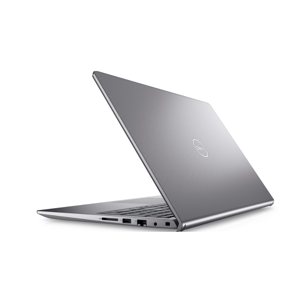 Silver laptop on a white background