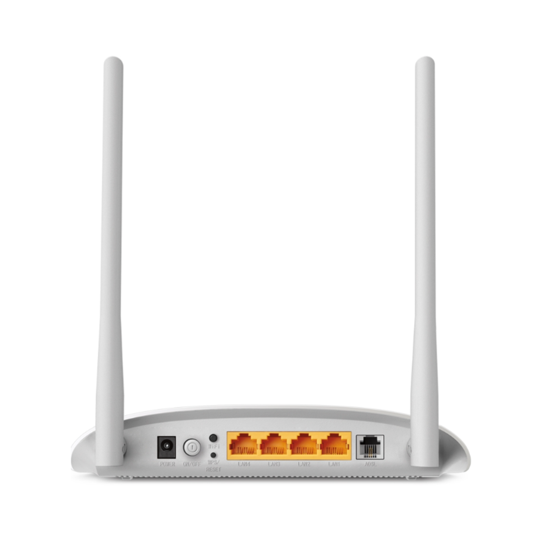 Wireless router with antennas on a white background