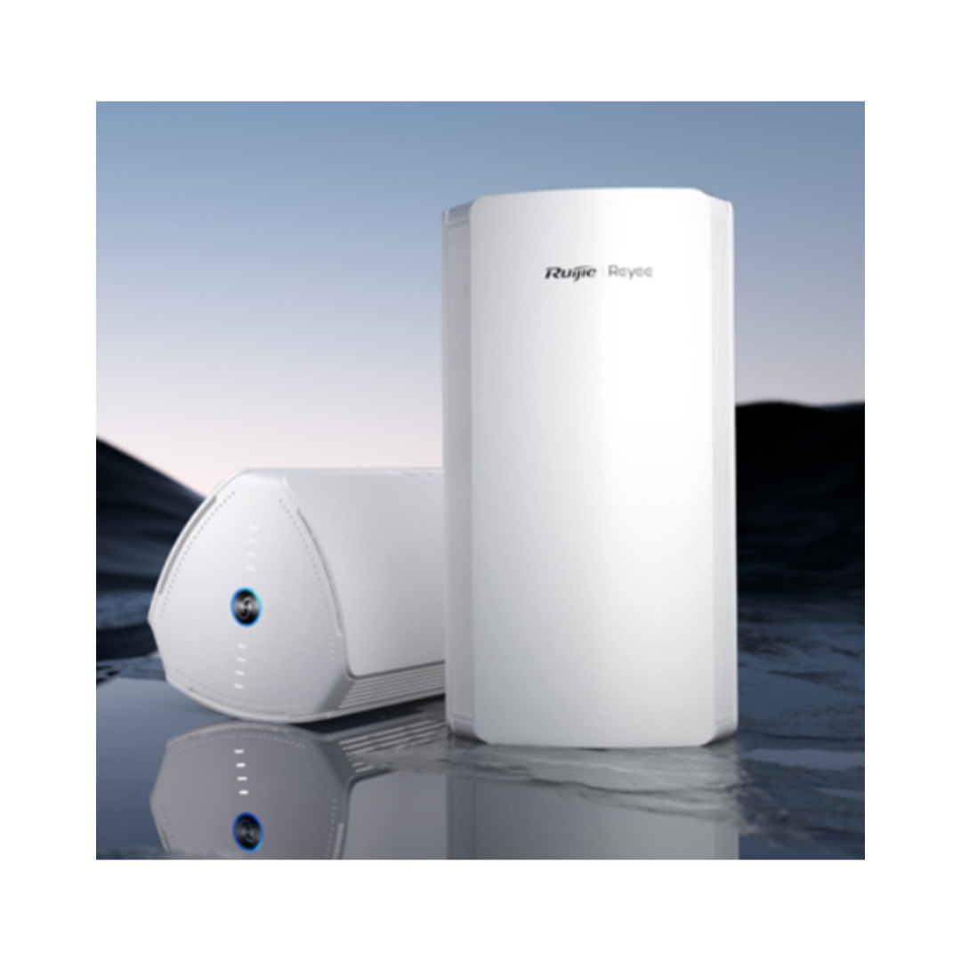 White electronic device with 'Daikin' branding on a reflective surface with a blue gradient background