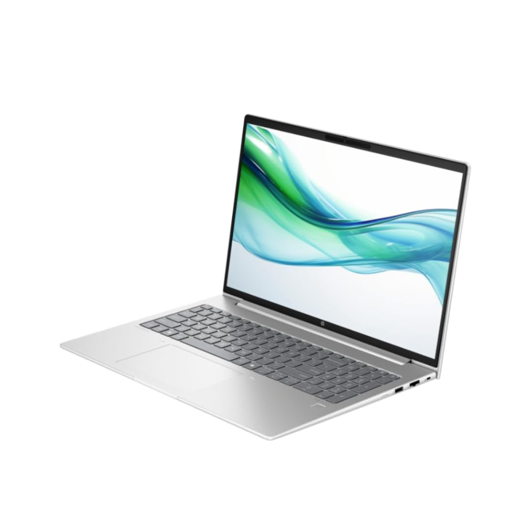 Laptop with a colorful display on a white background