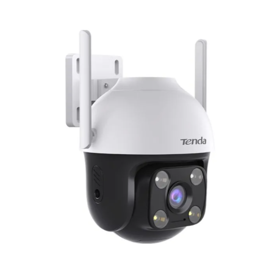 Tenda security camera with antennas on a white background