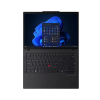 Laptop with a black keyboard and ThinkPad logo on a white background