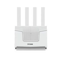 D-Link wireless router with four antennas on a white background
